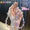 Cadena Colgante para Teléfono Móvil Flor de Diamante Llavero de Coche con Cuentas de Cristal Lanyard para Niñas Bolsita de Regalo Pequeña Colgante Venta al por Mayor