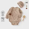 Ropa de Bebé Manga Larga Estilo Ins Clase A Algodón de Otoño Pelele Mono para Bebé Recién Nacido con Gorro