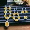 Plata s925 con incrustaciones de calcedonia colgante de superficie de huevo luz lujo moda calcedonia de hielo juego de cuatro piezas aretes anillo pulsera