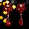 Amazon Explosões Rosa Luxo Elegante Vidro Strass Brincos Mulheres Brincos Exagerados Brincos brincos