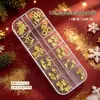 Bestseller internacional conjunto de 12 peças de decoração de arte de unha em liga metálica de Natal com guirlanda 3D, flocos de neve, sinos, decorações de unha douradas e prateadas