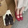 Sapatos Mary Jane para Mulheres, Novo Estilo, Cor Café, Laço, Tira Única, Moda Ballet, Bolinhas, Sapatos Baixos, Sapatos Femininos