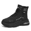 Botas Martin atléticas de cano alto, sola grossa e amortecimento a ar para homens, disponíveis em tamanhos grandes, estilo de rua moderno, inspiração punk e adequadas para roupas de trabalho