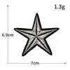 Sello de Bordado por Computadora Estrella de Cinco Puntas Transfronterizo de Comercio Exterior Parche de Tela Bordado con Hilo Dorado y Plateado Parche Decorativo para Ropa Chaqueta Insignia