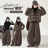 Conjunto de Roupa para Meninas Primavera e Outono 2026 Novo Estilo Coreano Tendência Camisa Xadrez Conjunto de Três Peças para Crianças Mais Velhas