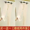 Pantalones cálidos cepillados de doble cara de terciopelo, mallas largas sin costuras para mujer, leggings gruesos forrados de forro polar, pantalones de algodón para otoño e invierno