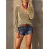Europa Transfronteriza 2026 Otoño/Invierno Nueva Ropa de Mujer Casual Retro Cuello en V Terciopelo Manga Larga Color Sólido Commute Capa Base Superior