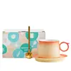 Taza de café de cerámica de alta gama, exquisita, estilo ins, con cuchara y platillo, juego de regalo, taza transfronteriza, regalo de empresa