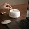 Cenicero de Cerámica con Tapa, Anti-Ceniza Volante, Cenicero Pequeño para Oficina en Casa, Adornos para Sala de Estar, Accesorios para Juego de Té Kung Fu