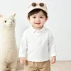 Camisa Polo para bebé, ropa infantil para niños, top de bebé con cuello camisero, nuevo estilo de otoño, camiseta básica versátil de color liso suave, manga larga