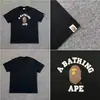 Camiseta unisex de manga curta da marca tendência BAPE, co-branded com design de camuflagem de cabeça de macaco, caimento solto de alta qualidade
