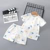 Traje de Manga Corta para Bebé Verano Algodón Puro Manga Media Bebé Recién Nacido Ropa para el Hogar Fino Pijama Fino para Niños