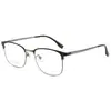 Armazón de Gafas Clásico Retro Negro y Dorado Línea de Ceja 32816Y Ultraligero Titanio Puro Medio Armazón para Gafas de Prescripción para Hombre