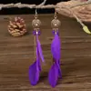 Pendientes Largos de Plumas Bohemios Pendientes de Borla de Viaje Accesorios Modificadores de Rostro de Personalidad de Yunnan Pendientes