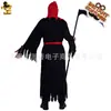 Cosplay Adulto de Halloween Demônio Fantasma Roupão Preto Grande Fantasia Masculina Festa de Terror Fantasia