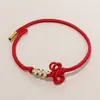 Nudo de Flor de Melocotón de Tres Pétalos Tejido a Mano Cuerda Lisa Tendencia Nacional Nudo Wenchang Accesorios para Pulsera de Cuerda Trenzada con Cuentas DIY Venta al por Mayor