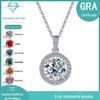 Cross-border S925 prata esterlina quatro-garra saco redondo colar feminino moissanite colar pingente camisola sênior cadeia fábrica atacado