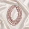 Collar de perlas de imitación de ocho capas exagerado de moda Cadena francesa multicapa apilada para clavícula Retro Cadena de cuentas redondas para mujer
