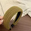 Diadema de punto trenzado retro para otoño e invierno, diadema ancha de ala ancha y copa alta, color liso, accesorio para el cabello adelgazante para mujer