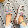 Zapatos planos de lona con cordones para mujer, talla grande, nuevo estilo étnico de color bloqueado, zapatos casuales poco profundos de cruce de fronteras, talla 43