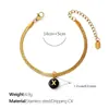 Moda Europea y Americana Colorido Colgante Redondo con 26 Letras Inglesas, Pulsera de Cadena Hueso de Serpiente Plana, Joyería de Nicho Chapada en Oro de 18 Quilates