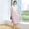 Saia de Chiffon Primavera e Verão 2026 Novo Estilo Saia Midi Que Faz Você Parecer Mais Alto e Magro