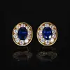 2024 nueva joyería Huabi cobre chapado en oro retro simulación azul afilado ovalado traje dorado 8*10-5*7