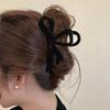 Pinza de Garra con Lazo de Terciopelo Dulce Color Sólido Cinta Flocada Pasador de Cabello Pinza Tiburón para el Cabello Pinza Elegante para Cola de Caballo Venta al por Mayor