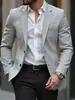 Nueva Chaqueta de Traje a Cuadros de Fila Única con Dos Botones de Comercio Exterior Transfronterizo para Hombre, Parte Superior de Traje Casual Ajustada para Hombre