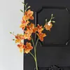 Flor Artificial de Orquídea Phalaenopsis de Película de 3 Puntas Tacto Realista Flor Falsa Decoración de Escena de Boda Arreglo Floral Arreglo de Flores Decoración del Hogar Material Floral