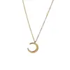 Collar retro de lujo ligero de luna tridimensional de acero de titanio para mujer, cadena para la clavícula de oro de 18 quilates, nuevo, simple, versátil, de alta calidad