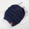 Chapéu de Lã Outono e Inverno Transfronteiriço Feminino cc Chapéu para Rabo de Cavalo Quente Tricô CC Topo Vazio Simples Chapéu de Lua