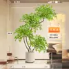 Nantian Bambú Estilo Lujo Ligero Árbol Artificial Decoración Interior Sala de Estar Adornos de Pie Paisajismo Planta Verde Biónica Flor de Seda en Maceta Otros
