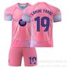 Camisa Rosa Edição Especial Barcelona Liga dos Campeões 10 Yarmar Pedri Conjunto Uniforme de Futebol Infantil Masculino Atacado