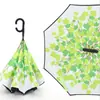Paraguas con hebilla de anillo invertido, paraguas de doble capa a rayas, engrosado y ampliado, estilo casual de negocios, mango largo, paraguas automático, disponible impresión de logotipo