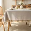 Mantel de Lino de Color Anti-quemaduras Mantel sin Lavar Tela de Mantel Color Liso Japonés Tacto Mantel para Mesa de Café Mantel con Borlas Otro