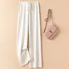 Calça pantalona de malha nova e versátil 2026, de cintura alta, fluida, para mulheres, adequada para primavera, outono e inverno, macia e confortável, calça casual de perna reta