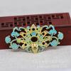 Yiwu cor raio de ouro cobre banhado a ouro DIY ponto de cola de gota imitação de esmeralda ouro queimado esmalte azul coroa de fênix acessórios de flor B3114