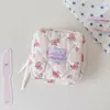 Estuche cuadrado de algodón acolchado con estampado floral estilo coreano para niñas, bolsa de almacenamiento para labiales y cables de datos, monedero portátil para estudiantes