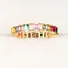 Anillo Hueco de Circonia de Cuatro Garras Colorido de Moda Nicho Sensación de Alta Gama Anillo de Cobre Puro para Mujer Suministro Exclusivo Transfronterizo Venta Directa de Fábrica
