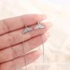 Brincos de orelha de rabo de peixe personalizados, linhas de orelha, brincos de duas peças femininos, elegantes, requintados, com borla de diamante completo, piercing de orelha