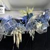 Viento de océano azul flores de simulación para boda al por mayor azul oscuro azul zafiro azul bruma blanco boda camino guía techo flores falsas