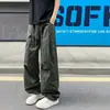 Calças de trabalho de perna reta para outono e inverno, calças casuais masculinas da moda retrô de corte solto, estilosas para adolescentes, adequadas para alunos do ensino fundamental, estilo de rua americano