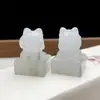 Acessório Pingente Selo Leão Tridimensional Esculpido em Jade Natural de Tianshan de Xinjiang, Ornamento de Selo Animal de Estimação Fofo de Jade