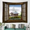 Amazon AliExpress transfronteiriço casa 3D paisagem de janela Tapeçaria quarto sala de estar decoração tecido para pendurar tecido de fundo tapeçaria