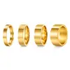 Moda Europea y Americana Transfronteriza Estilo Minimalista Acero Inoxidable Joyería para Parejas Anillo Liso de 4 mm, 6 mm, 8 mm Set de Accesorios para Manos