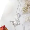 Nafuge Joyería de Plata al por Mayor Moderna Mariposa Hueca Colgante de Plata de Ley 925 con Perla Natural Collar de Plata Cepillada