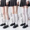Meias 3/4 JK Verão Pressão Finas Acima do Joelho Estilo Japonês Meias Fofas Uniforme Meia Média Alta