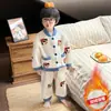 Pijama de Veludo Coral para Meninos Outono e Inverno Meninos Bebê Desenho Animado Cardigan Conjunto Roupas de Inverno Crianças Roupa de Casa de Flanela