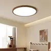 Luminária de Teto Redonda para Quarto Retro Japonês Luz Principal Atmosférica Madeira de Nogueira Antiga com Grãos Lâmpada de Proteção para os Olhos de Espectro Completo